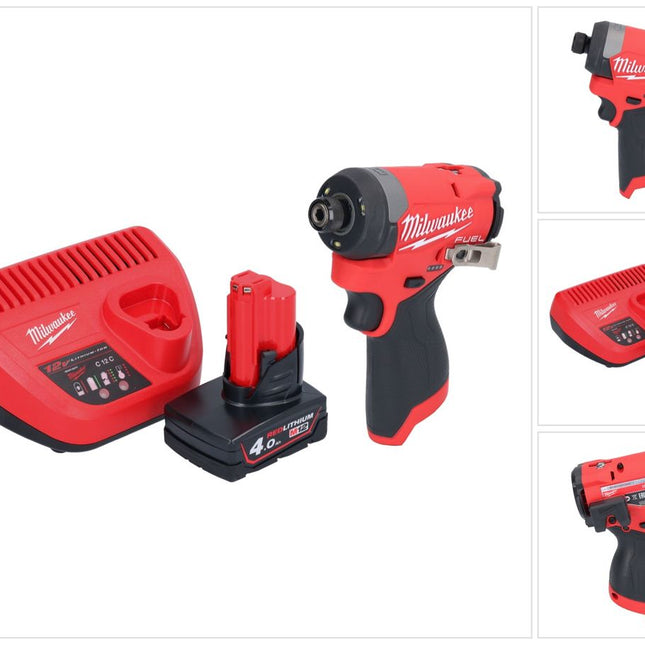 Milwaukee M12 FID2-401 akumulatorowy klucz udarowy 12 V 170 Nm 1/4" bezszczotkowy + 1x akumulator 4,0 Ah + ładowarka