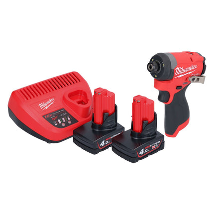 Milwaukee M12 FID2-402 akumulatorowy klucz udarowy 12 V 170 Nm 1/4" bezszczotkowy + 2x akumulator 4,0 Ah + ładowarka