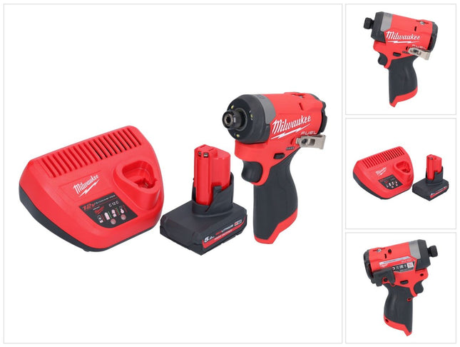 Milwaukee M12 FID2-501 akumulatorowy klucz udarowy 12 V 170 Nm 1/4" bezszczotkowy + 1x akumulator 5,0 Ah + ładowarka
