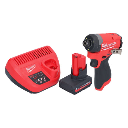Milwaukee M12 FID2-501 akumulatorowy klucz udarowy 12 V 170 Nm 1/4" bezszczotkowy + 1x akumulator 5,0 Ah + ładowarka
