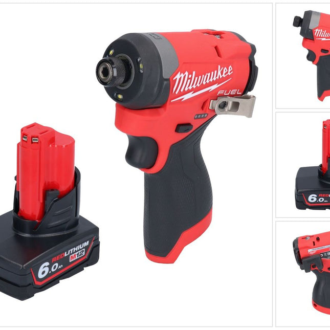 Milwaukee M12 FID2-601 akumulatorowy klucz udarowy 12 V 170 Nm 1/4" bezszczotkowy + 1x akumulator 6,0 Ah - bez ładowarki