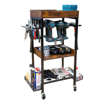 Wózek warsztatowy Toolbrothers na narzędzia elektryczne i ręczne wykonany z metalu 86 x 45 x 30 cm (dł. x szer. x gł.) Kółka transportowe z hamulcami