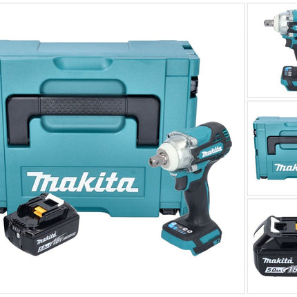 Makita DTW 301 T1J akumulatorowy klucz udarowy 18 V 330 Nm 1/2" bezszczotkowy + 1x akumulator 5,0 Ah + Makpac - bez ładowarki