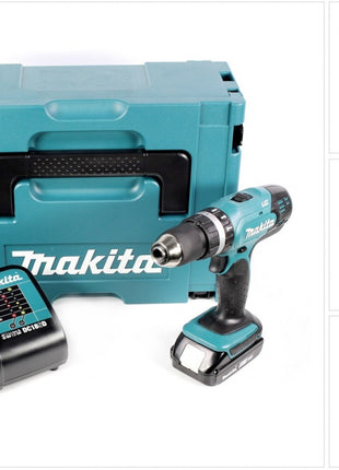 Makita DHP 453 SA1J Akku Schlagbohrschrauber 18 V 42 Nm + 1x Akku 2,0 Ah + Ladegerät + Makpac - Toolbrothers