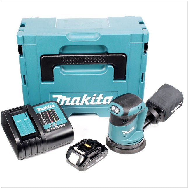 Makita DBO 180 SA1J Akku Exzenterschleifer 18 V 125 mm + 1x Akku 2,0 Ah + Ladegerät + Makpac - Toolbrothers