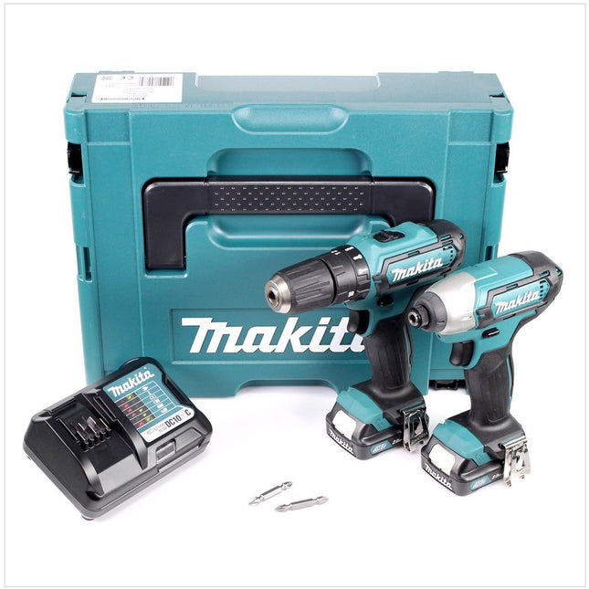 Makita CLX 202 AJ 10,8V-Set mit Akku Schlagbohrschrauber HP 331 + Akku Schlagschrauber TD 110 + 2x Akkus 2,0Ah + Ladegerät im Makpac 1 - Toolbrothers