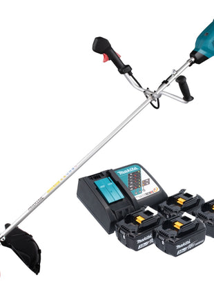 Desbrozadora de batería Makita DUR 369 ARF4 36 V (2x 18 V) 43 cm sin escobillas + 4x batería 3,0 Ah + cargador