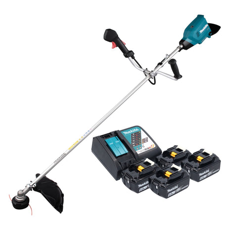 Makita DUR 369 ARG4 débroussailleuse sans fil 36 V ( 2x 18 V ) 43 cm sans brosse + 4x batterie 6,0 Ah + chargeur + chargeur de batterie