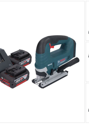 Bosch GST 18V-125 B Scie sauteuse professionnelle sans fil 18 V 125 mm sans balais + 2 batteries 4,0 Ah + chargeur