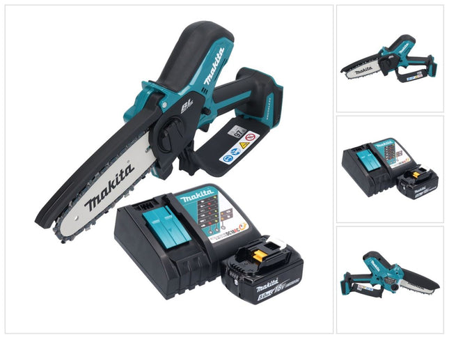 Makita DUC 150 RT akumulatorowa pilarka łańcuchowa 18 V 15 cm bezszczotkowa + 1x akumulator 5,0 Ah + ładowarka