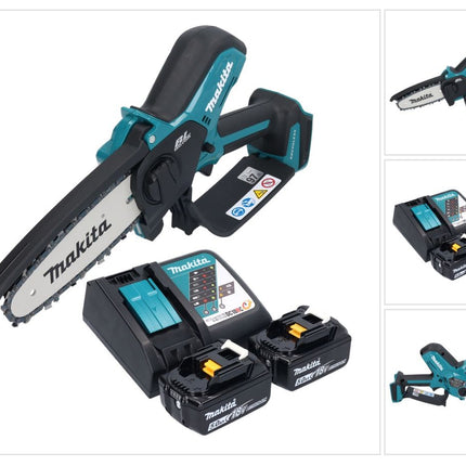 Makita DUC 150 RT2 akumulatorowa pilarka łańcuchowa 18 V 15 cm bezszczotkowa + 2x akumulator 5,0 Ah + ładowarka