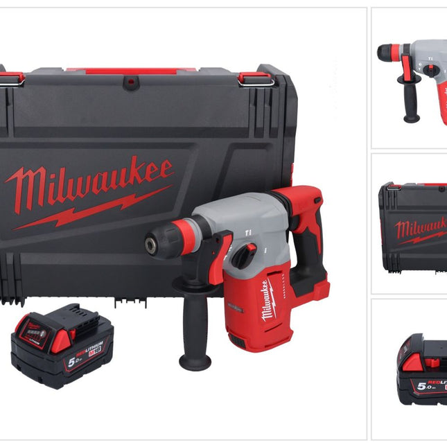 Milwaukee M18 BLHX-501X akumulatorowy młot udarowo-obrotowy 18 V 2,3 J bezszczotkowy + 1x akumulator 5,0 Ah + skrzynka HD - bez ładowarki