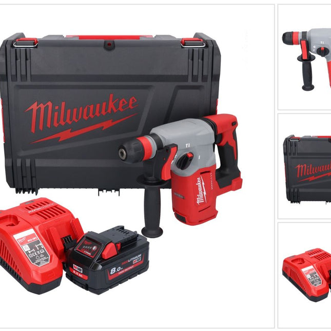 Milwaukee M18 BLHX-801X akumulatorowy młot udarowo-obrotowy 18 V 2,3 J bezszczotkowy + 1x akumulator 8,0 Ah + ładowarka + skrzynka HD