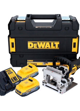 DeWalt DCW 682 E2T Akku Flachdübelfräse 18 V 102 x 20 mm Brushless + 2x Powerstack Akku 1,7 Ah + Ladegerät + TSTAK