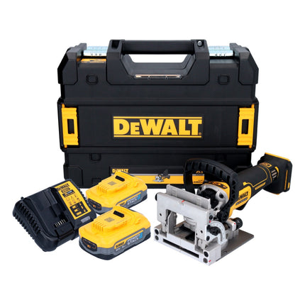 Akumulatorowy płaski frez do kołków DeWalt DCW 682 H2T 18 V 102 x 20 mm bezszczotkowy + 2x akumulator Powerstack 5,0 Ah + ładowarka + TSTAK