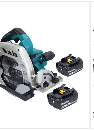 Sierra circular a batería Makita DHS 900 F2U 36 V (2x 18 V) 235 mm sin escobillas + 2x batería 3,0 Ah + adaptador Bluetooth - sin cargador