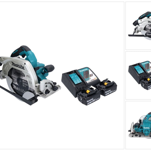 Makita DHS 900 RT2U Akumulatorowa pilarka tarczowa 36 V ( 2x 18 V ) 235 mm bezszczotkowa + 2x akumulator 5,0 Ah + ładowarka + adapter Bluetooth