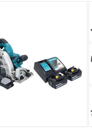 Makita DHS 900 RG2U Akku Handkreissäge 36 V ( 2x 18 V ) 235 mm Brushless + 2x Akku 6,0 Ah + Ladegerät + Bluetooth Adapter