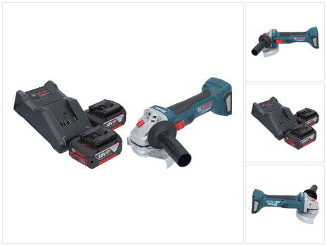 Bosch GWS 18V-7 Professional Akku Winkelschleifer 18 V 125 mm Brushless + 2x Akku 4,0 Ah + Ladegerät