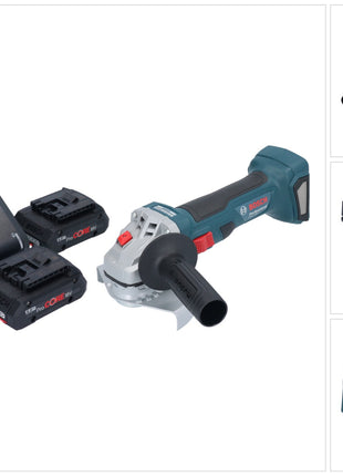 Bosch GWS 18V-7 Professional Akku Winkelschleifer 18 V 125 mm Brushless + 2x ProCORE Akku 4,0 Ah + Ladegerät