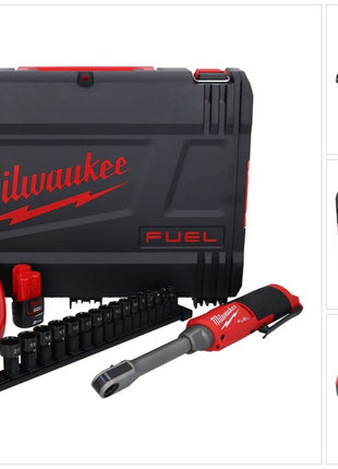 Milwaukee M12 FPTR-202X Akku Durchgangsratsche 12 V 81 Nm 1/4" 3/8" Brushless ( 4933480754 ) + 2x Akku 2,0 Ah + Ladegerät + HD-Box