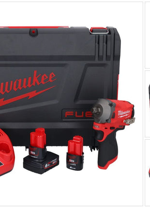 Milwaukee M12 FIWF12-622X Akku Schlagschrauber 12 V 339 Nm 1/2" Brushless ( 4933464617 ) + 1x Akku 2,0 Ah + 1x Akku 6,0 Ah + Ladegerät + HD-Box