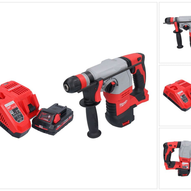 Milwaukee M18 HD18HX-301 akumulatorowy młot udarowo-obrotowy 18 V 2,4 J + 1x akumulator 3,0 Ah + ładowarka