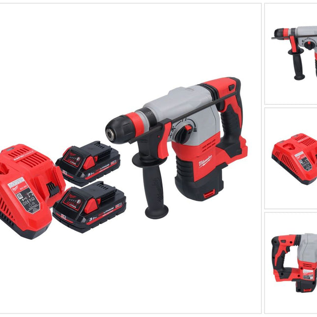 Milwaukee M18 HD18HX-302 akumulatorowy młot udarowo-obrotowy 18 V 2,4 J + 2x akumulator 3,0 Ah + ładowarka