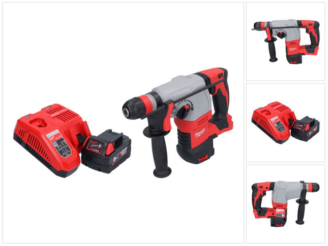 Milwaukee M18 HD18HX-501 akumulatorowy młot udarowo-obrotowy 18 V 2,4 J + 1x akumulator 5,0 Ah + ładowarka