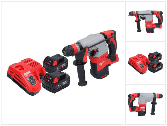 Milwaukee M18 HD18HX-502 akumulatorowy młot udarowo-obrotowy 18 V 2,4 J + 2x akumulator 5,0 Ah + ładowarka
