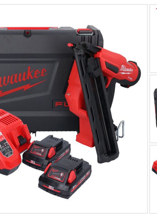 Cloueur à batterie Milwaukee M18 FN15GA-302X 18 V sans balais 32 - 64 mm + 2x batteries 3,0 Ah + chargeur + boîtier HD