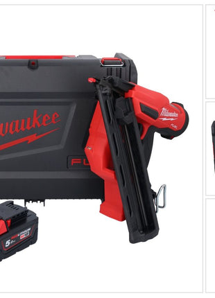 Clavadora a batería Milwaukee M18 FN15GA-501X 18 V sin escobillas 32 - 64 mm + 1x batería 5,0 Ah + caja HD - sin cargador