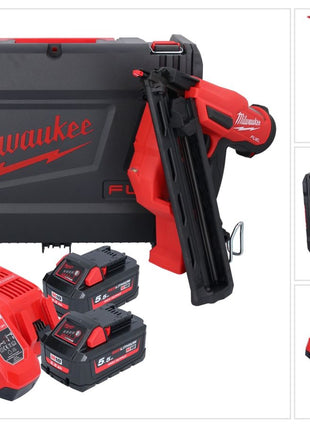 Clavadora a batería Milwaukee M18 FN15GA-552X 18 V sin escobillas 32 - 64 mm + 2x baterías 5,5 Ah + cargador + caja HD