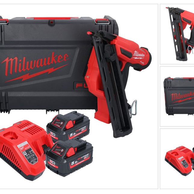 Milwaukee M18 FN15GA-552X Akku Nagler 18 V Brushless 32 - 64 mm + 2x Akku 5,5 Ah + Ladegerät + HD Box