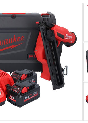 Cloueur à batterie Milwaukee M18 FN15GA-802X 18 V sans balais 32 - 64 mm + 2x batteries 8,0 Ah + chargeur + boîtier HD