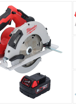 Milwaukee M18 BLCS66-501 Akku Handkreissäge 18 V 190 mm Brushless + 1x Akku 5,0 Ah - ohne Ladegerät