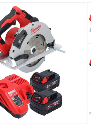 Milwaukee M18 BLCS66-502 Akku Handkreissäge 18 V 190 mm Brushless + 2x Akku 5,0 Ah + Ladegerät