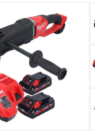 Taladro angular a batería Milwaukee M18 FRAD2-302 18 V 122 Nm sin escobillas + 2x baterías 3,0 Ah + cargador