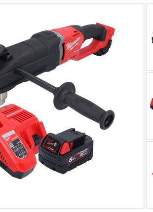 Milwaukee M18 FRAD2-501 akumulatorowa wiertarko-wkrętarka kątowa 18 V 122 Nm bezszczotkowa + 1x akumulator 5,0 Ah + ładowarka