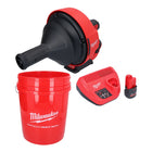 Appareil de nettoyage de tuyaux sur batterie Milwaukee M12 BDC6-251C 12 V + 1x batterie 2,5 Ah + chargeur + spirale + seau