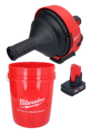 Appareil de nettoyage de tuyaux sur batterie Milwaukee M12 BDC6-401C 12 V + 1x batterie 4,0 Ah + spirale + seau - sans chargeur