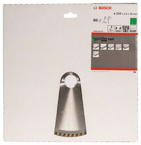 BOSCH Piła tarczowa Optiline Wood Ø zewnętrzna 254 mm Ilość zębów 80 WZ/N ( 8000342016 )