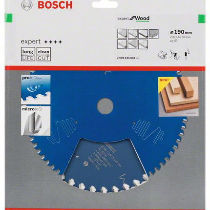 BOSCH Piła tarczowa Expert do drewna Ø zewnętrzna 190 mm Liczba zębów 40 WZ ( 8000342076 )