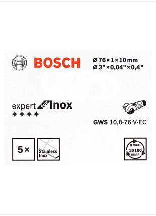 Bosch Trennscheibe Expert for INOX 5 Stück 76 mm für GWS 10,8-76 / 12V-76 ( 2608601520 ) - Toolbrothers