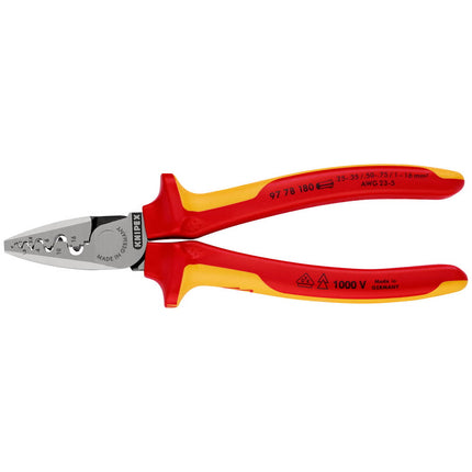 Szczypce do zaciskania końcówek przewodów KNIPEX o długości całkowitej 180 mm ( 4000795285 )
