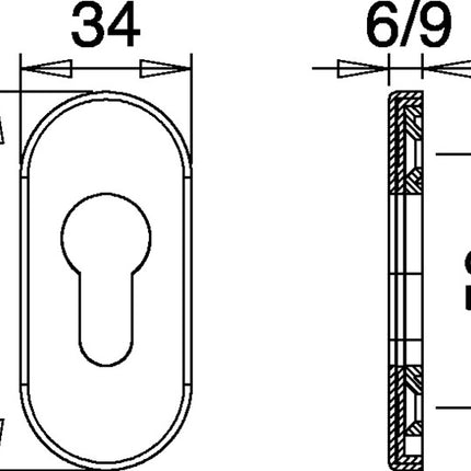 Rozeta na klucz EDI 0811/9003 Aluminium F12 ( 3000200023 )