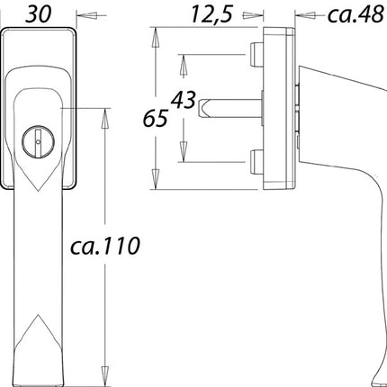 Klamka okienna EDI 1003/2035 aluminium F2 / srebrny nikiel ( 3000261190 )