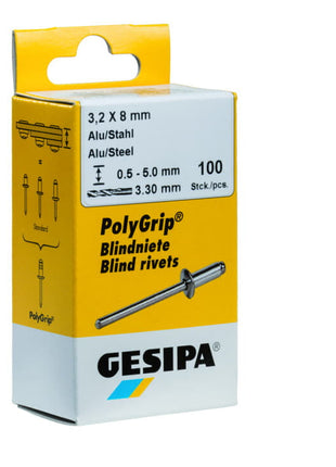 GESIPA Rivet POP PolyGrip® tige de rivet D. x l 3,2 x 8 mm ( 4000813765 )