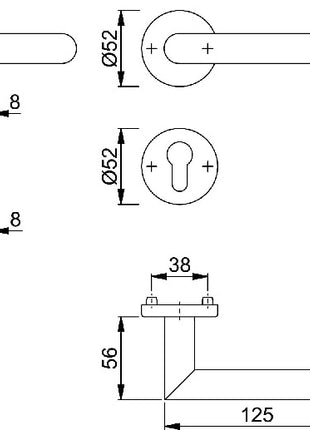 HOPPE Rosettenhalbgarnitur Amsterdam E1400Z/42/42S Edelstahl F9714M ( 3000209767 )