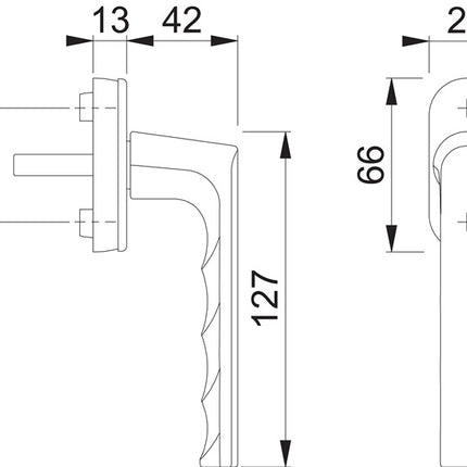 Klamka okienna HOPPE Hamburg 0700L/U26 Aluminium F9714M czarny mat ( 3000203154 )